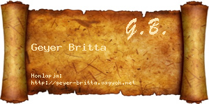 Geyer Britta névjegykártya